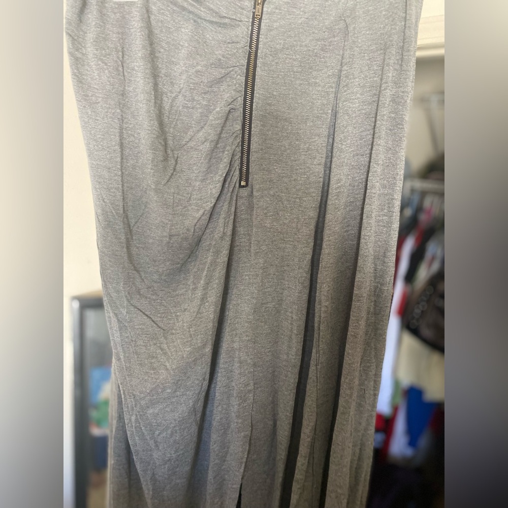 Gray Slitted Zip Skirt